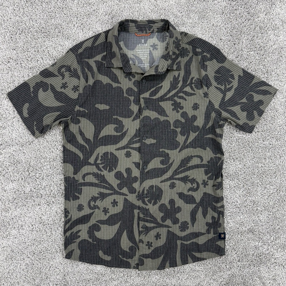 Roark Bless Up Shirt Men's S Cagliari Military Short Sleeve Button Up Perforated